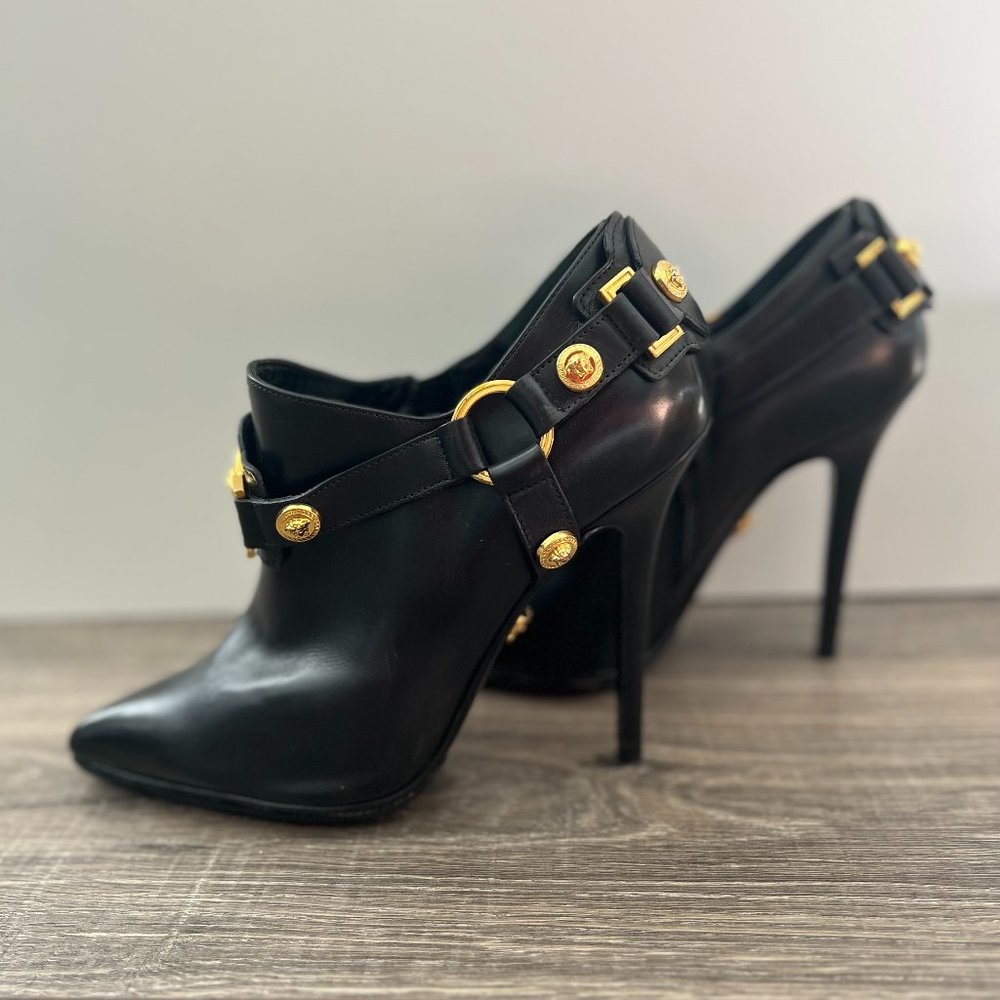 GIANNI VERSACE black leather boots
